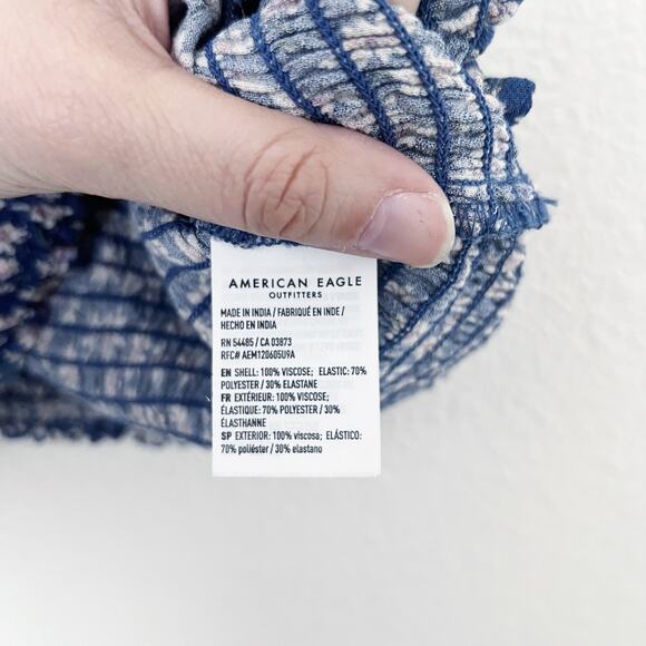 [American Eagle Outfitters] Blue Floral Ditsy Print Cropped Tank Top Sz Medium M - Picture 7 of 10